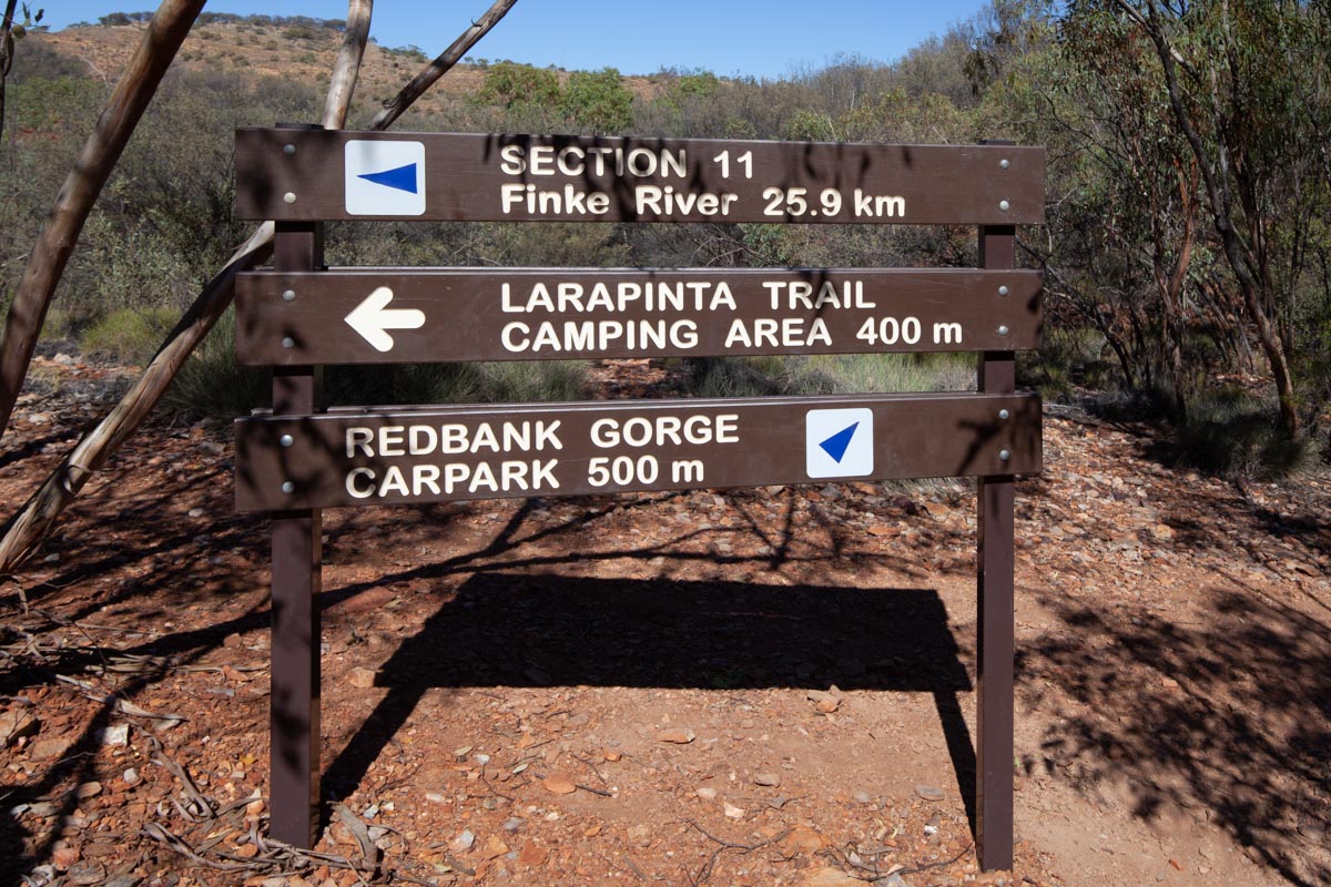 larapinta trail signage at Redbank Gorge
