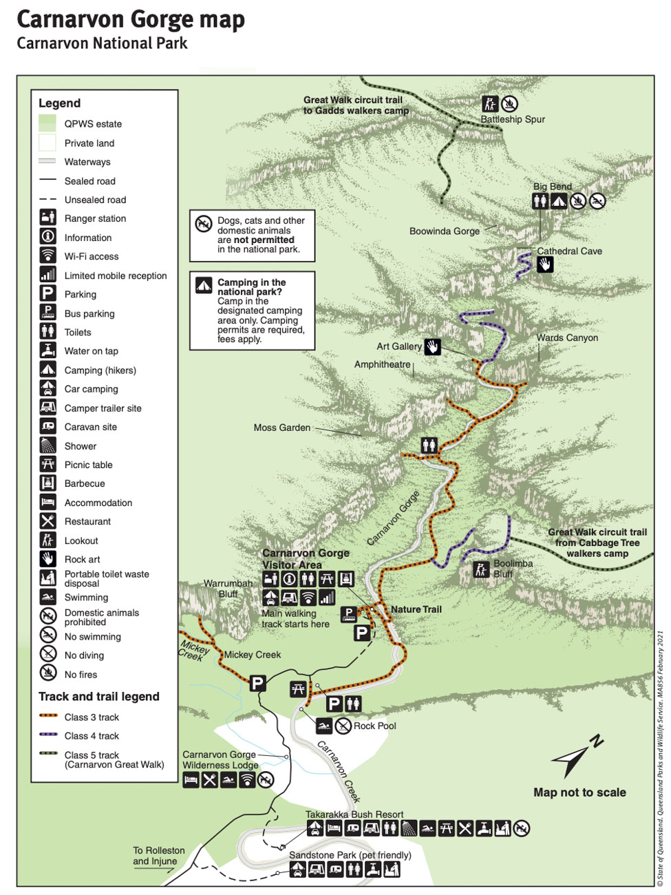 Carnarvon Gorge Map from Queensland Parks and Wildlife Service