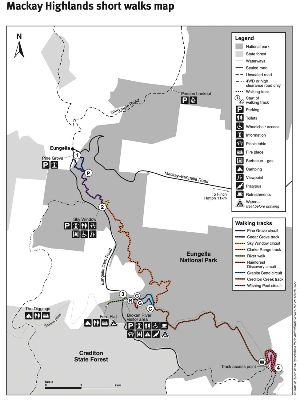Eungella National Park short walks map - Queensland Parks and Wildlife Service